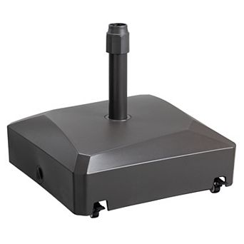 AOODOR Patio Umbrella Base With Wheels, Heavy Duty Fillable Market Umbrella Stand - Black/Brown