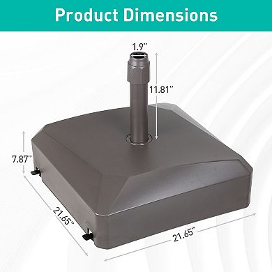 AOODOR Patio Umbrella Base With Wheels, Heavy Duty Fillable Market Umbrella Stand - Black/Brown