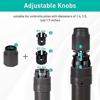 AOODOR Patio Umbrella Base With Wheels, Heavy Duty Fillable Market Umbrella Stand - Black/Brown