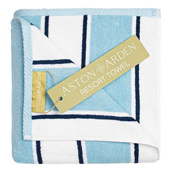 Aston & Arden Luxury Pinstripe Beach Towel, Soft Ring Spun Cotton, 35x70
