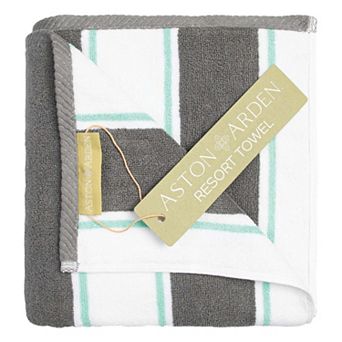 Aston & Arden Luxury Pinstripe Beach Towel, Soft Ring Spun Cotton, 35x70