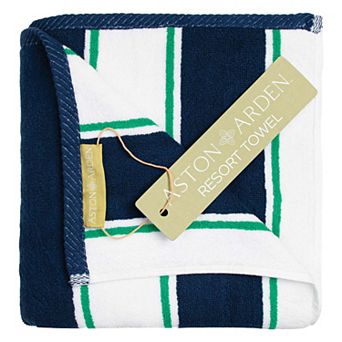 Aston & Arden Luxury Pinstripe Beach Towel, Soft Ring Spun Cotton, 35x70