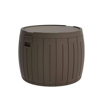 Deck Box Round, Resin, 27 Gallons Brown