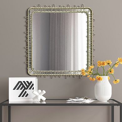 LuxenHome Gold Metal Frame 30.2-in Square Accent Wall Mirror