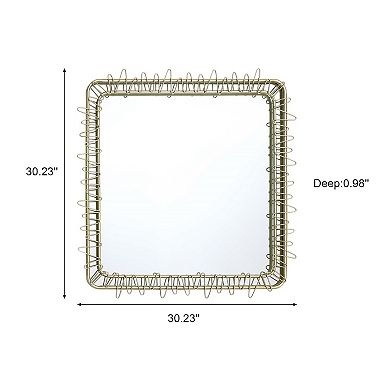 LuxenHome Gold Metal Frame 30.2-in Square Accent Wall Mirror