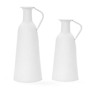 LuxenHome 2 pc White Iron Metal Pitcher Vase Set