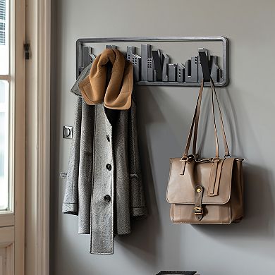 LuxenHome Black Wood 4-hook Urban Wall-mounted Coat And Towel Rack