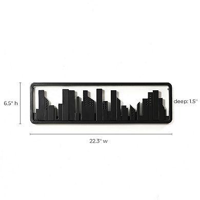 LuxenHome Black Wood 4-hook Urban Wall-mounted Coat And Towel Rack