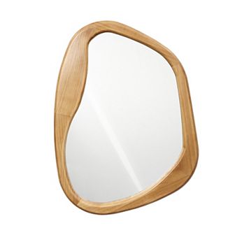 LuxenHome Pine Wood Frame Freeform Oblong Wall Mirror
