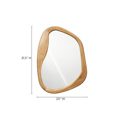 LuxenHome Pine Wood Frame Freeform Oblong Wall Mirror