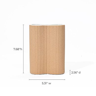 LuxenHome Light Brown Ceramic 7.7-inch Tall Vase