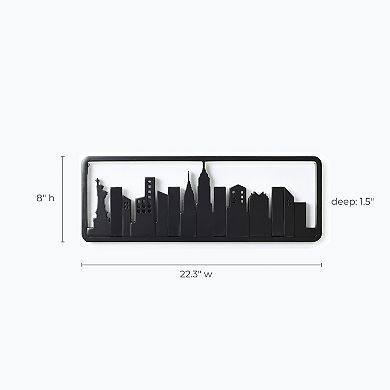 LuxenHome Black Wood 4-hook Skyscraper Wall-mounted Coat And Towel Rack
