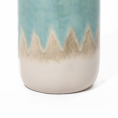LuxenHome Ocean Ombre 15.35-inch Tall Stoneware Vase