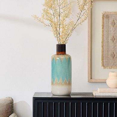 LuxenHome Ocean Ombre 15.35-inch Tall Stoneware Vase