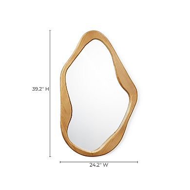 LuxenHome Pine Wood Frame Freeform Wall Mirror