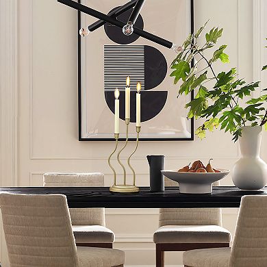 LuxenHome Gold Metal 3-taper Candle Holder Tabletop Sculpture
