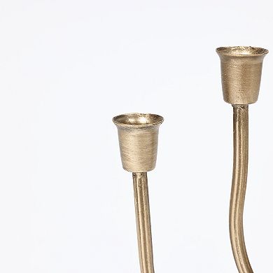 LuxenHome Gold Metal 3-taper Candle Holder Tabletop Sculpture