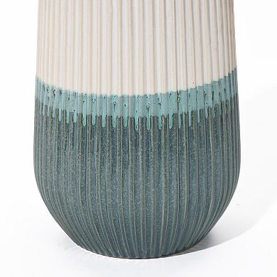 LuxenHome Earth Tones Ombre 11.2-inch Tall Stoneware Vase