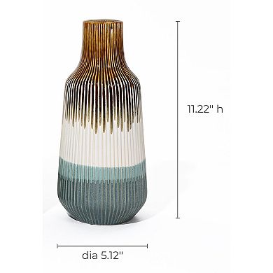 LuxenHome Earth Tones Ombre 11.2-inch Tall Stoneware Vase
