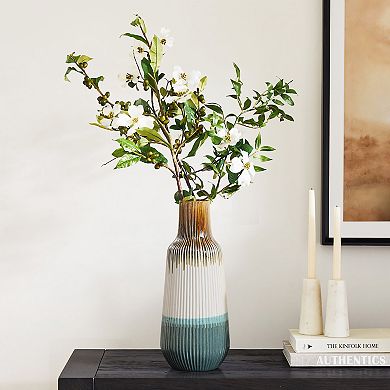 LuxenHome Earth Tones Ombre 11.2-inch Tall Stoneware Vase