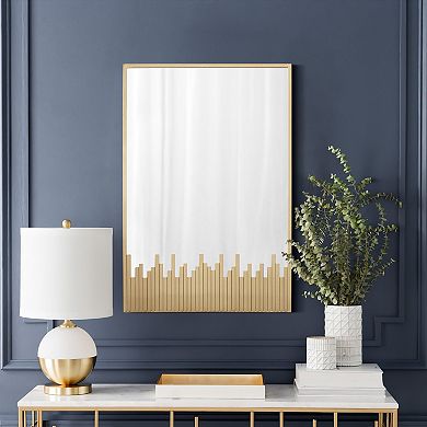 LuxenHome Cityscape Gold Metal Frame Rectangular Wall Mirror
