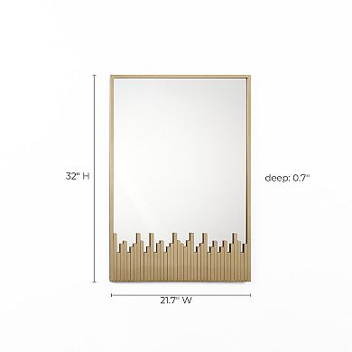 LuxenHome Cityscape Gold Metal Frame Rectangular Wall Mirror