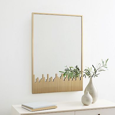 LuxenHome Cityscape Gold Metal Frame Rectangular Wall Mirror