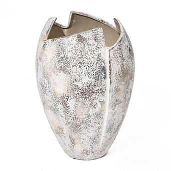 LuxenHome Modern Marble White 12.2-inch Tall Stoneware Table Vase