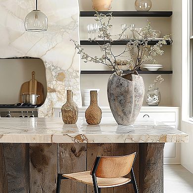 LuxenHome Modern Marble White 12.2-inch Tall Stoneware Table Vase