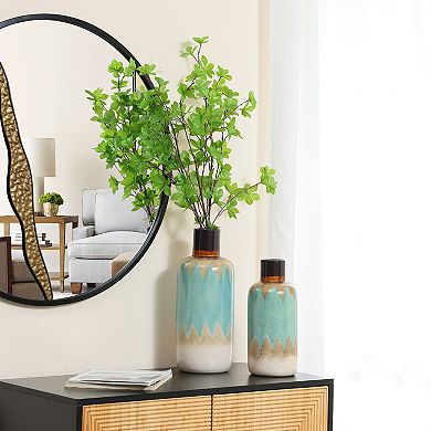 LuxenHome Ocean Ombre 12.2-inch Tall Stoneware Vase