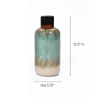 LuxenHome Ocean Ombre 12.2-inch Tall Stoneware Vase