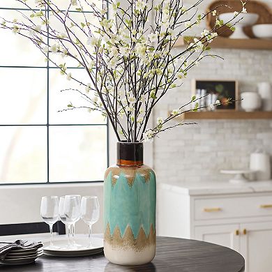 LuxenHome Ocean Ombre 12.2-inch Tall Stoneware Vase