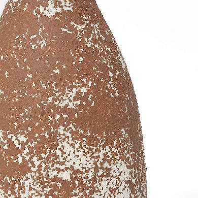 LuxenHome Rustic Brown 12.2-inch Tall Round Stoneware Vase