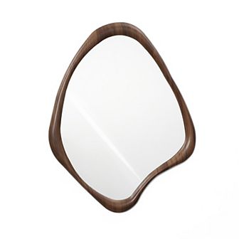 LuxenHome Brown Wood Frame Decorative Wall Mirror