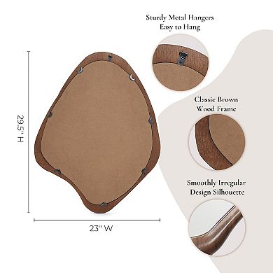 LuxenHome Brown Wood Frame Decorative Wall Mirror