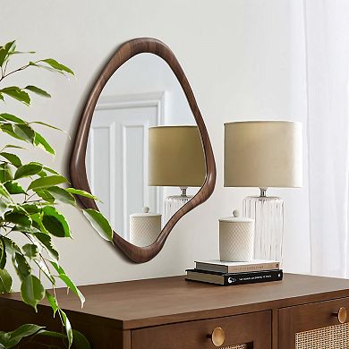 LuxenHome Brown Wood Frame Decorative Wall Mirror