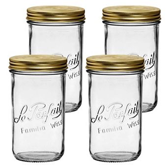 Le Parfait Familia Wiss Terrine French Glass Mason Jars With 2 pc Lid - Canning Storage 32 fl oz