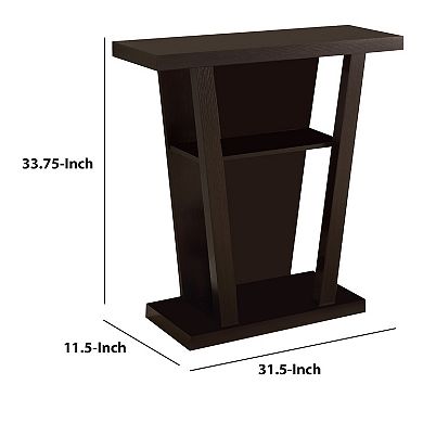 Angled Wooden Console Table With Storage Space, Brown