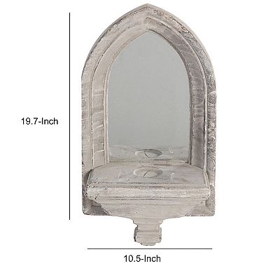 Cement Protected Decorative Wall Mirror, Washed White