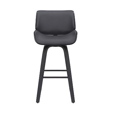 30 Inch Bar Stool With Curved Padded Back And Seat, Gray