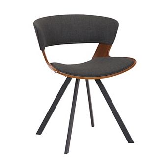 18 in Curved Padded Dining Chair With Angled Legs, Brown And Black