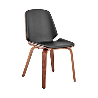 Leatherette Dining Chair With Slightly Curved Seat, Black