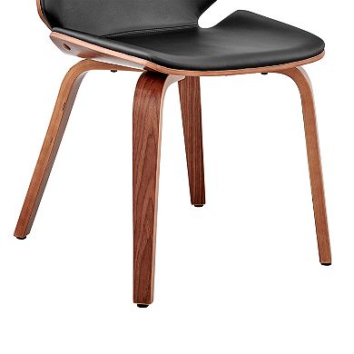 Leatherette Dining Chair With Slightly Curved Seat, Black