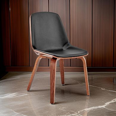 Leatherette Dining Chair With Slightly Curved Seat, Black
