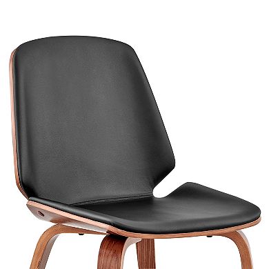 Leatherette Dining Chair With Slightly Curved Seat, Black