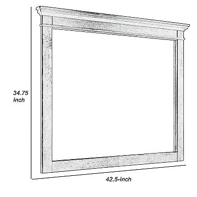35 X 42 Inch Rectangular Wood Frame Dresser Mirror, Molded, Charcoal Gray