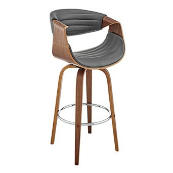 Swivel Bar Stool With Leatherette Bucket Seat, Gray