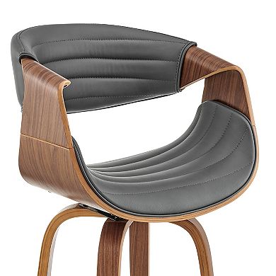 Swivel Bar Stool With Leatherette Bucket Seat, Gray