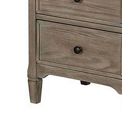 2 Drawer Wooden Nightstand With Round Knobs, Gray