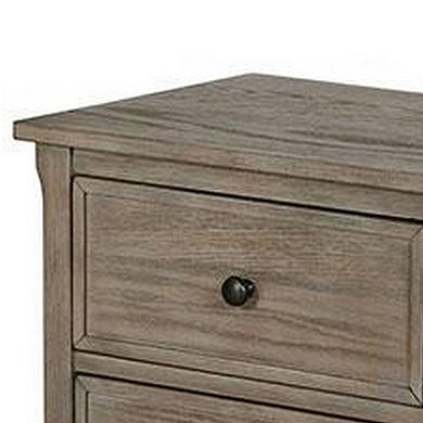 2 Drawer Wooden Nightstand With Round Knobs, Gray